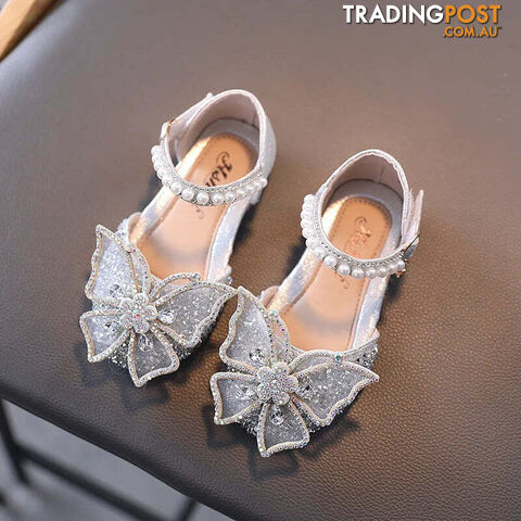 Afterpay Zippay SHS104Silver / CN 27 insole 16.5cmSummer Girls Sandals Fashion Sequins Rhinestone Bow Girls Princess Shoes Baby Girl Shoes Flat Heel Sandals