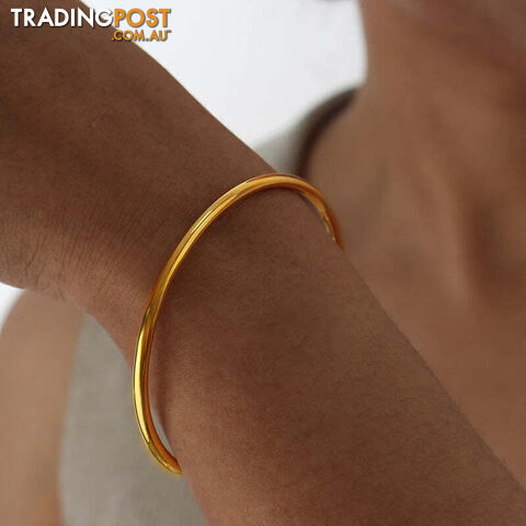 Afterpay Zippay Gold / XL-67mmStainless Steel Bracelet For Women Round Minimalist Elegant Gold Color Bracelet