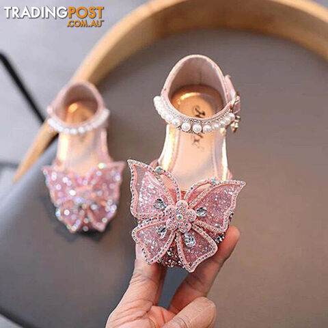 Afterpay Zippay SHS104Pink / CN 27 insole 16.5cmSummer Girls Sandals Fashion Sequins Rhinestone Bow Girls Princess Shoes Baby Girl Shoes Flat Heel Sandals