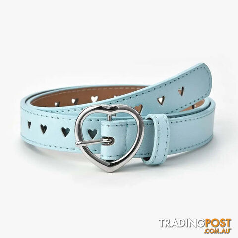 Afterpay Zippay blueChildren Faux Leather Belt Kids Cute Peach Heart Buckle Belts For Girls Solid Waistband Love Heart Eyelet Grommet Waist Belt