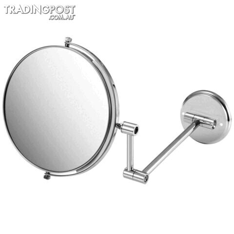  Silver8 Double Side Folding Wall Mounted Makeup Shave Vanity Mirror Round Wall Mirror With Frame Arm Base Chrome Bathroom Mirror