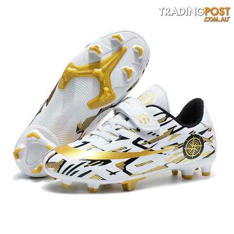 Afterpay Zippay White Gold C / 35Soccer Shoes Kids Football Shoes TF/FG Cleats Grass Training Sport Footwear Trend Sneaker