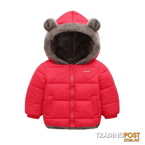 Afterpay Zippay Red / 24M(Size 90)Baby Boys Girls Jacket Hooded Cotton Outerwear Children's Thick Fleece Coat Cashmere Padded Jackets Winter Boys Girls Warm Coats