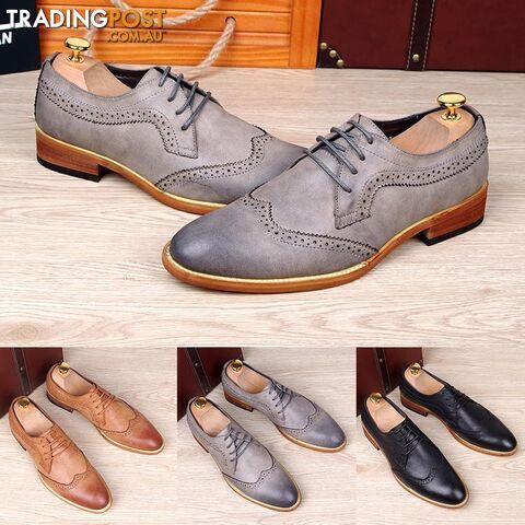  Gray / 7Fashion men's carved genuine leather brogue shoes man oxford bullock flats shoe vintage lace up casual business gentle dress