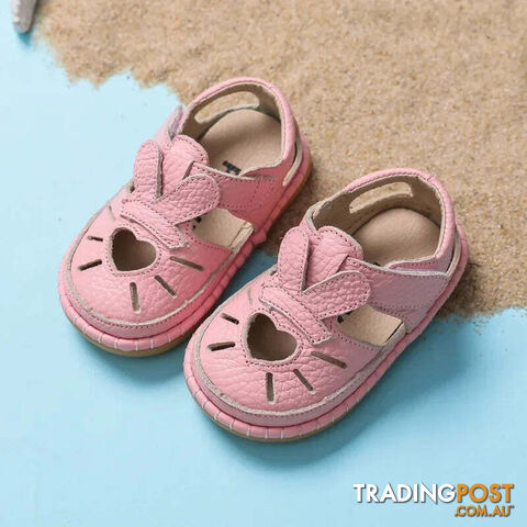 Afterpay Zippay Pink / 20 Inner 14.5 cmInfant Sandals Baby Girls Anti-collision Toddler Shoes Love Soft Bottom Genuine Leather Kids Children Beach Sandals