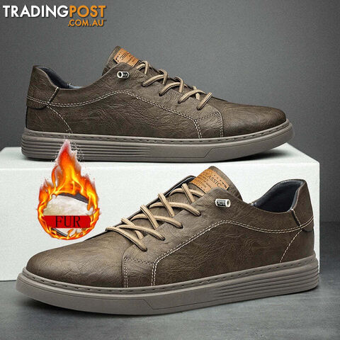 Afterpay Zippay Brown with fur / 41Italian Genuine Leather Casual Shoes Men's Lace Up Oxford Shoes Outdoor Jogging Shoes Office Men's Dress Shoes Large