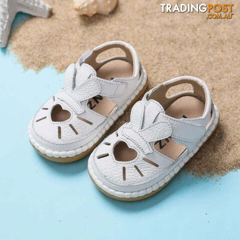 Afterpay Zippay WHITE / 20 Inner 14.5 cmInfant Sandals Baby Girls Anti-collision Toddler Shoes Love Soft Bottom Genuine Leather Kids Children Beach Sandals