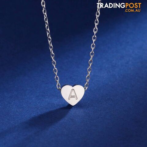 Afterpay Zippay Steel Color / 45-50cm / HStainless Steel Initial Letter Heart Pendant Necklaces for Women Choker Chain Jewelry Birthday Mother's Day
