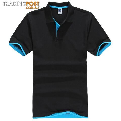  Black lake blue / MMen's Polo Shirt For Men Design Polos Men Cotton Short Sleeve shirt polo jerseys sports golf tennis