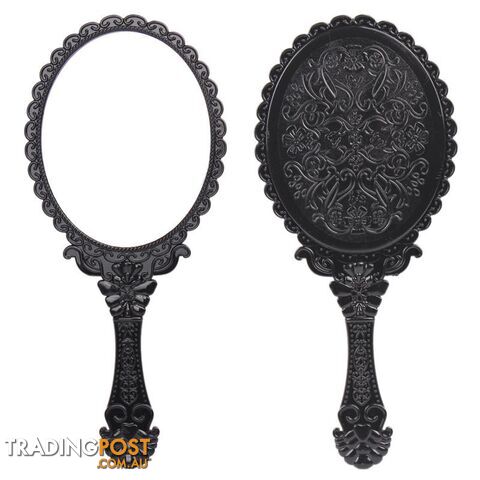  GoldVintage Cosmetic Mirror Plastic Makeup Mirror Hand Mirror Cute Girl Black Hand Shank Mirror