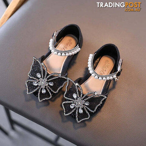 Afterpay Zippay SHS104Black / CN 24 insole 14.8cmSummer Girls Sandals Fashion Sequins Rhinestone Bow Girls Princess Shoes Baby Girl Shoes Flat Heel Sandals