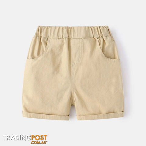  Khaki / 3TCotton Linen Boys Shorts Toddler Kids Summer Knee Length Pants Children's Clothes