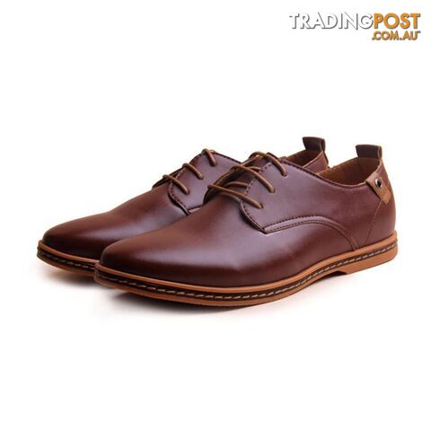 Afterpay Zippay Brown / 8.5Leather Casual Men Shoes Fashion Men Flats Round Toe Comfortable Office Men Dress Shoes