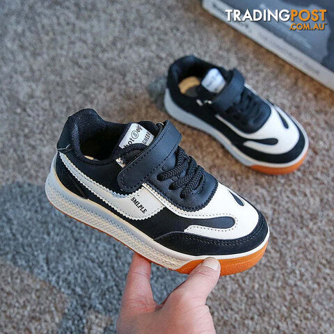 Afterpay Zippay Black / 33Children's Leather Upper Sneakers Middle Large Children's Casual Shoes Boys Girls Soft Sole Students Tennis Shoes
