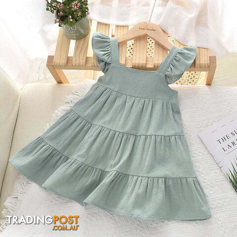 Afterpay Zippay AZ2693C / 2TCasual Baby Kid Girl Infant Sleeveless Ruffles Princess Dress Cute Solid Color Korean Kids Clothes