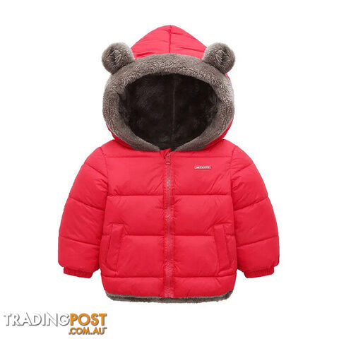 Afterpay Zippay Red / 5T(Size 120)Baby Boys Girls Jacket Hooded Cotton Outerwear Children's Thick Fleece Coat Cashmere Padded Jackets Winter Boys Girls Warm Coats