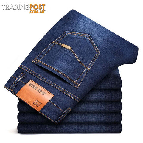 Afterpay Zippay Dark blue / 38Classic Men's Large Size Jeans Fashion Business Casual Stretch Slim Black Blue Men's Brand Pants