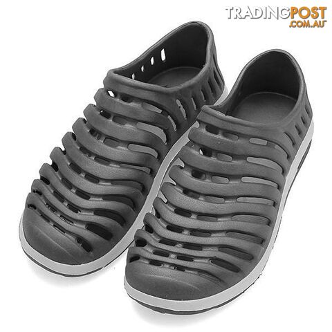 Gray / 10Garden Flat With Shoes Fashion Summer Mens Lightweight Hollow Slip On Breathable Bathroom Mules Clogs Sandal Slippers