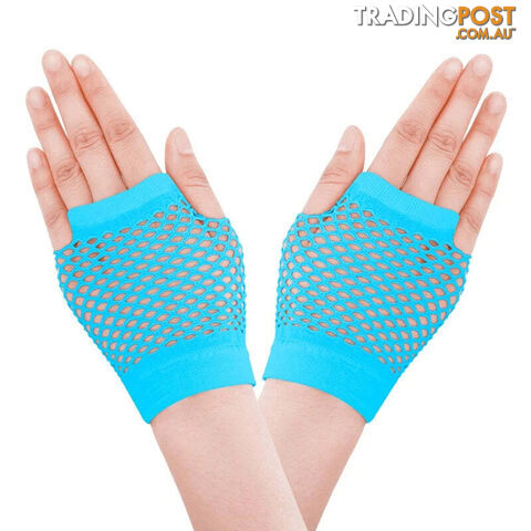 Afterpay Zippay LB1Colored Nylon Short Fingerless Fishnet Gloves Elastic Hollow Out Neon Mesh Wrist Gloves Mittens Halloween Costume Accessories