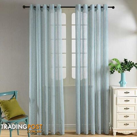  Blue / Custom made / 1 Tab TopTop Finel Solid Faux Linen Sheer Curtains for Living Room Bedroom Yarn Curtains Tulle for Window Kitchen Home Voile Curtains
