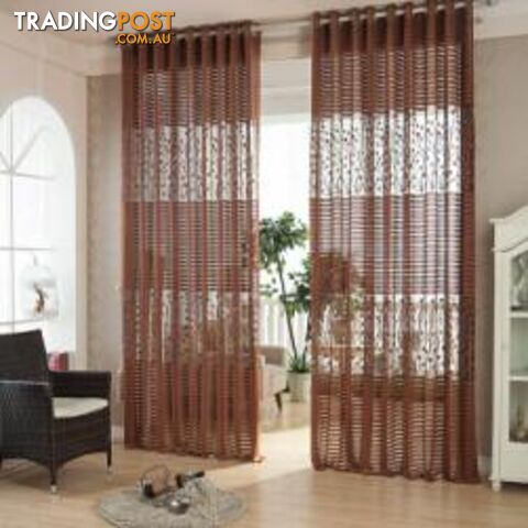  Brown / W400cmxH270cm / 1 Tab TopStrip Modern Luxury Window Curtains for Living Room Kitchen Sheer Curtain Panels Window Treatments