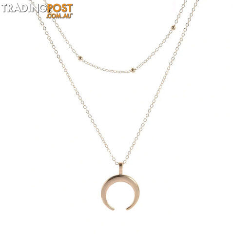 Afterpay Zippay GoldAlloy Half Moon Necklace Horn Crescent Necklace For Women Pendant Horseshoe Horn Short Necklaces Jewelry Gift Women
