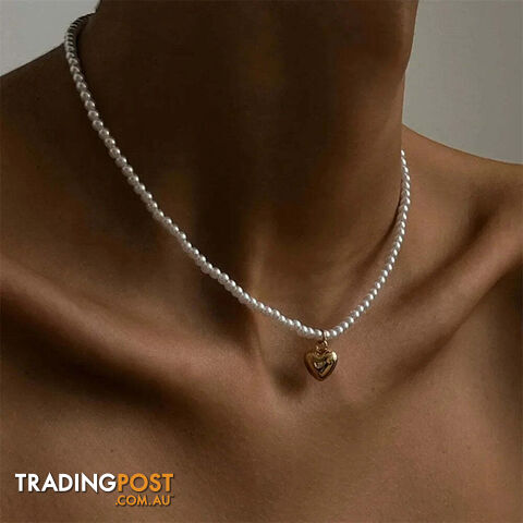 Afterpay Zippay NES-0866-8Vintage Silver-plate Geometric Chain Artificial Pearl Necklace For Women Female Fashion Boho Y2K Girl Jewelry Gift
