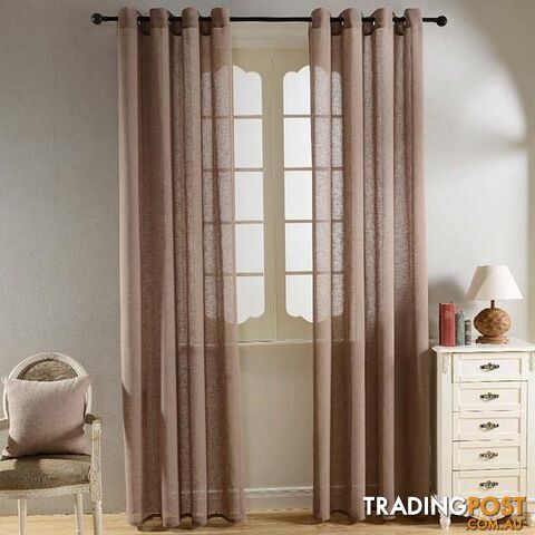  Brown / Custom made / 4 Tape for HooksTop Finel Solid Faux Linen Sheer Curtains for Living Room Bedroom Yarn Curtains Tulle for Window Kitchen Home Voile Curtains