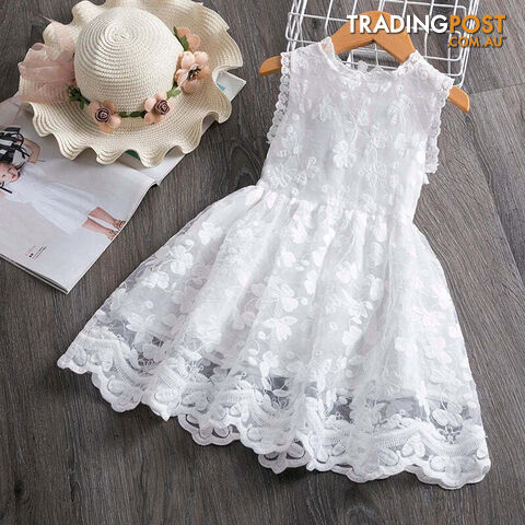 Afterpay Zippay 65202 White / 7-8TWhite Summer Flower Girls Dresses Birthday Wedding Evening Ball Gown Tutu Lace Floral Kids Dress