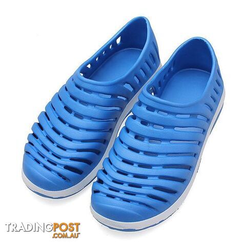  RoyalBlue / 9Garden Flat With Shoes Fashion Summer Mens Lightweight Hollow Slip On Breathable Bathroom Mules Clogs Sandal Slippers