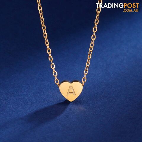 Afterpay Zippay Gold Color / 45-50cm / WStainless Steel Initial Letter Heart Pendant Necklaces for Women Choker Chain Jewelry Birthday Mother's Day