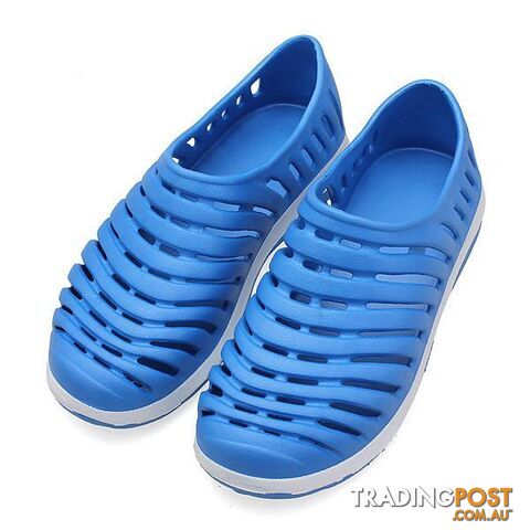  RoyalBlue / 10Garden Flat With Shoes Fashion Summer Mens Lightweight Hollow Slip On Breathable Bathroom Mules Clogs Sandal Slippers