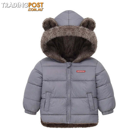 Afterpay Zippay Gray / 5T(Size 120)Baby Boys Girls Jacket Hooded Cotton Outerwear Children's Thick Fleece Coat Cashmere Padded Jackets Winter Boys Girls Warm Coats