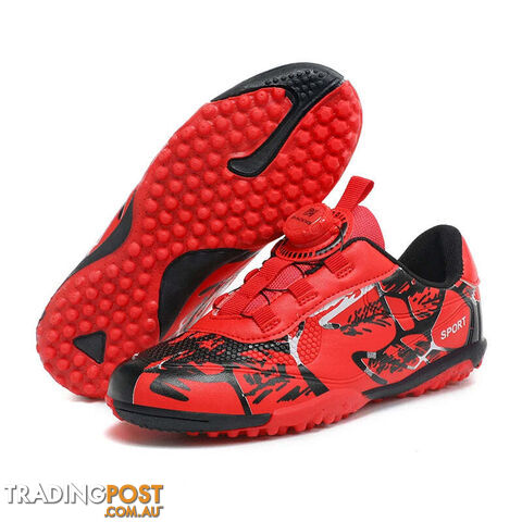 Afterpay Zippay Red TF Sneakers / 28Kids Soccer Shoes FG/TF Football Boots Professional Cleats Grass Training Sport Footwear Boys Outdoor