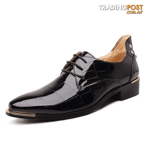 Black / 7Fashion Men Leather Shoes Oxfords Spring/Autumn Men Casual Flat Patent Leather Oxford Shoes For Men Pointed Toe BRM-424