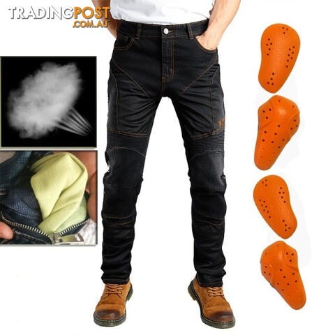  Hi-032 Black 106 / 4XLMen Motorcycle Pants Motorcycle Jeans Protective Gear Riding Touring Black Motorbike Trousers Blue Motocross Jeans