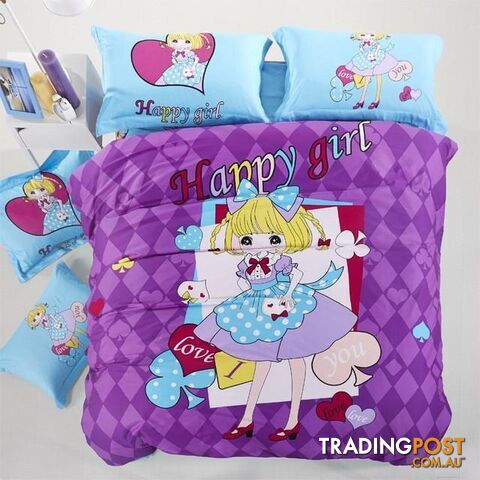  Color 2 / 6 pcs TwinAdult/kids owl bedding set blue boys/girls duvet cover bed sheet cartoon pattern bedspread king queen twin size bed linen