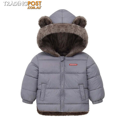 Afterpay Zippay Gray / 24M(Size 90)Baby Boys Girls Jacket Hooded Cotton Outerwear Children's Thick Fleece Coat Cashmere Padded Jackets Winter Boys Girls Warm Coats