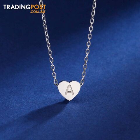 Afterpay Zippay Steel Color / 45-50cm / FStainless Steel Initial Letter Heart Pendant Necklaces for Women Choker Chain Jewelry Birthday Mother's Day