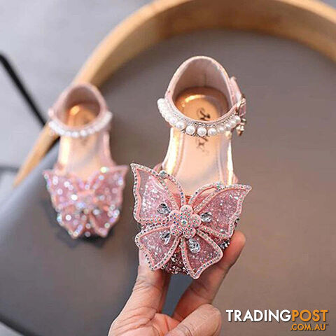Afterpay Zippay SHS104Pink / CN 23 insole 14.3cmSummer Girls Sandals Fashion Sequins Rhinestone Bow Girls Princess Shoes Baby Girl Shoes Flat Heel Sandals