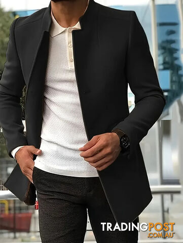 Afterpay Zippay Black / XLMen's casual suits solid color slim woolen coats men's clothing