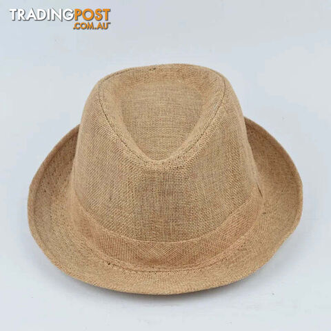 Afterpay Zippay 02 / AdultMen's Fedora Jazz Cotton Linen Solid Color Hat Summer Retro Bowler Hats Unisex Outdoor Chapeau Bowler Hats Beach Cap