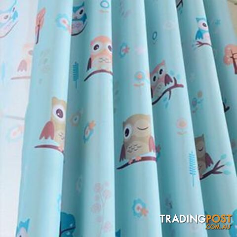  Blue curtain / W500cm x L250cm / 3 Rod Pocket2015 cartoon owl shade blinds finished window blackout curtains for children kids bedroom windows treatments fabric