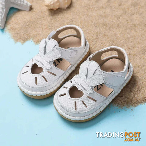 Afterpay Zippay WHITE / 19 Inner 14.0 cmInfant Sandals Baby Girls Anti-collision Toddler Shoes Love Soft Bottom Genuine Leather Kids Children Beach Sandals