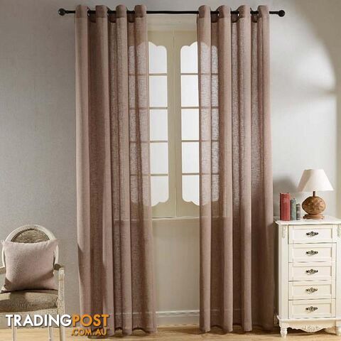  Brown / Custom made / 2 GrommetTop Finel Solid Faux Linen Sheer Curtains for Living Room Bedroom Yarn Curtains Tulle for Window Kitchen Home Voile Curtains