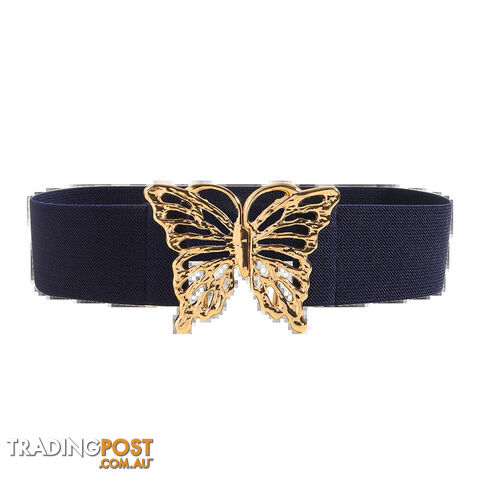 Afterpay Zippay Blue goldFashion women's butterfly belt elastic elastic buckle waist seal decorative shirt dress waist trim