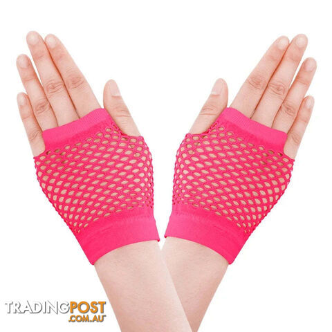 Afterpay Zippay RHColored Nylon Short Fingerless Fishnet Gloves Elastic Hollow Out Neon Mesh Wrist Gloves Mittens Halloween Costume Accessories