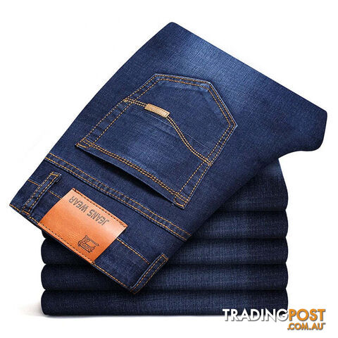 Afterpay Zippay Dark blue / 32Classic Men's Large Size Jeans Fashion Business Casual Stretch Slim Black Blue Men's Brand Pants