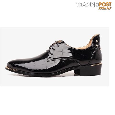 Afterpay Zippay Black / 6.5trend men rivets oxfords Fashion lace up pointed toe patent leather shoes Casual rubber men shoes Z262