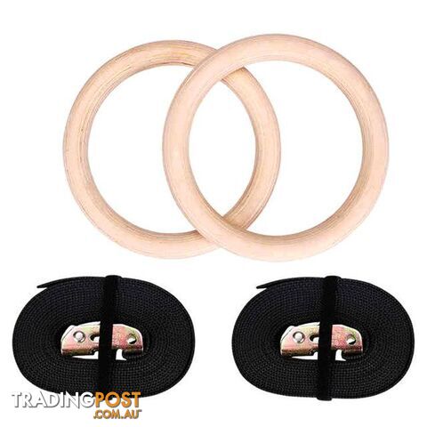  Default TitleWood Gymnastic Rings 28mm Gym Rings with Adjustable Long Buckles Straps for Workout Home Gym Cross Fitness